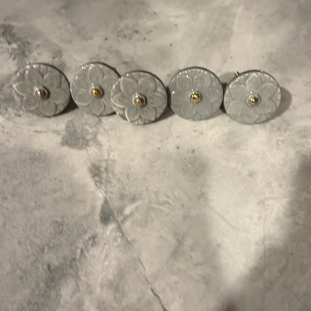 Anthropologie Gray Floral Knobs with Gold Accents (5 for $25)
